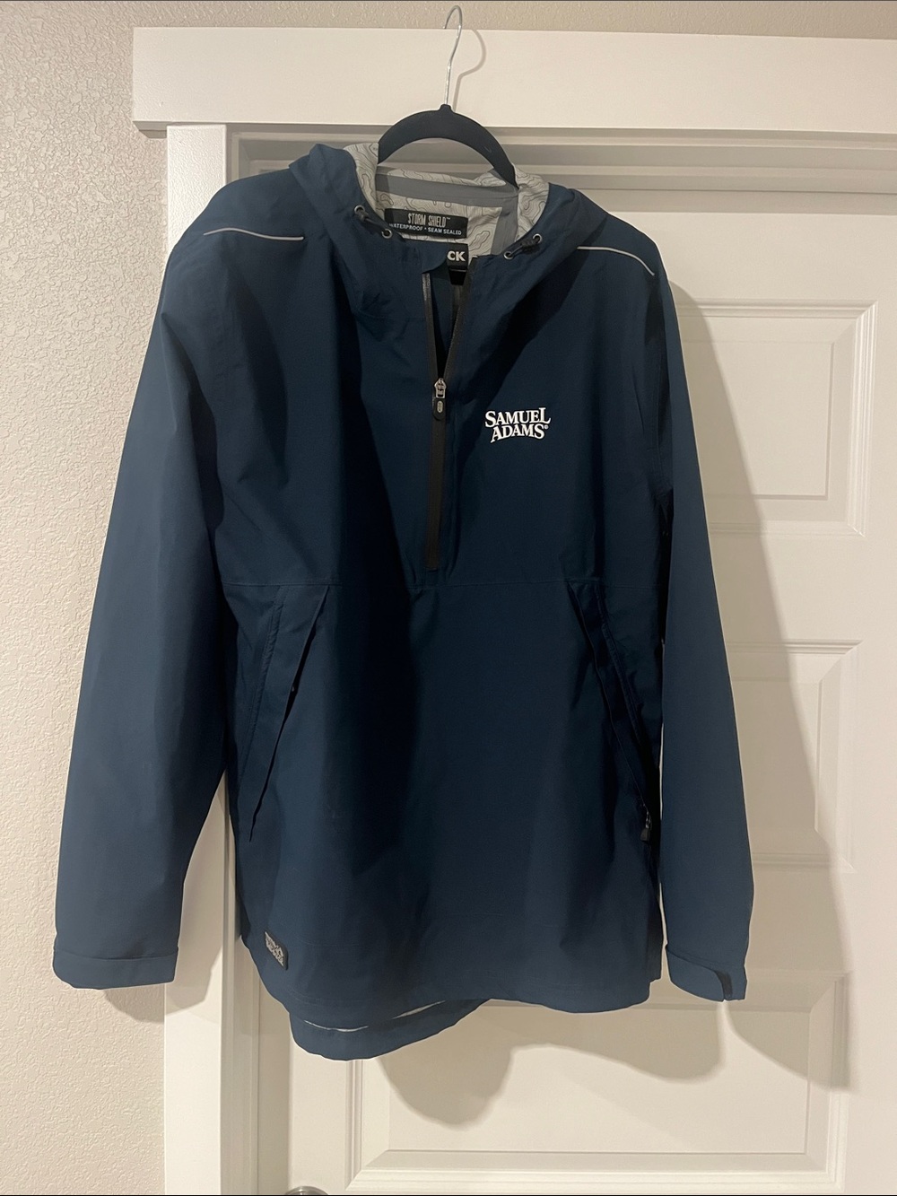 Men’s Navy Hooded Pullover Rain Jacket